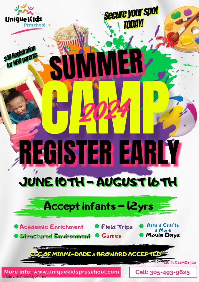 Calling all young adventurers! Summer's beckoning, and so is the magic of camp. Registration's open, so let's chase adventure together! 

#InstaFollow #EarlyChildhoodEducation #Miami #Education #Children #Preschool #MiamiGardensFL #SummerCamp