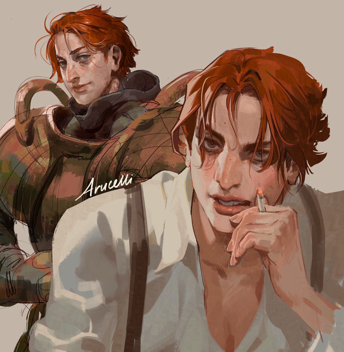 A character I played for a TTRPG called Dialect! Her name is Oxi Beck and she’s a deep sea diver/smuggler :) been really enjoying painting lately, I think bc painting is no longer my day job lol