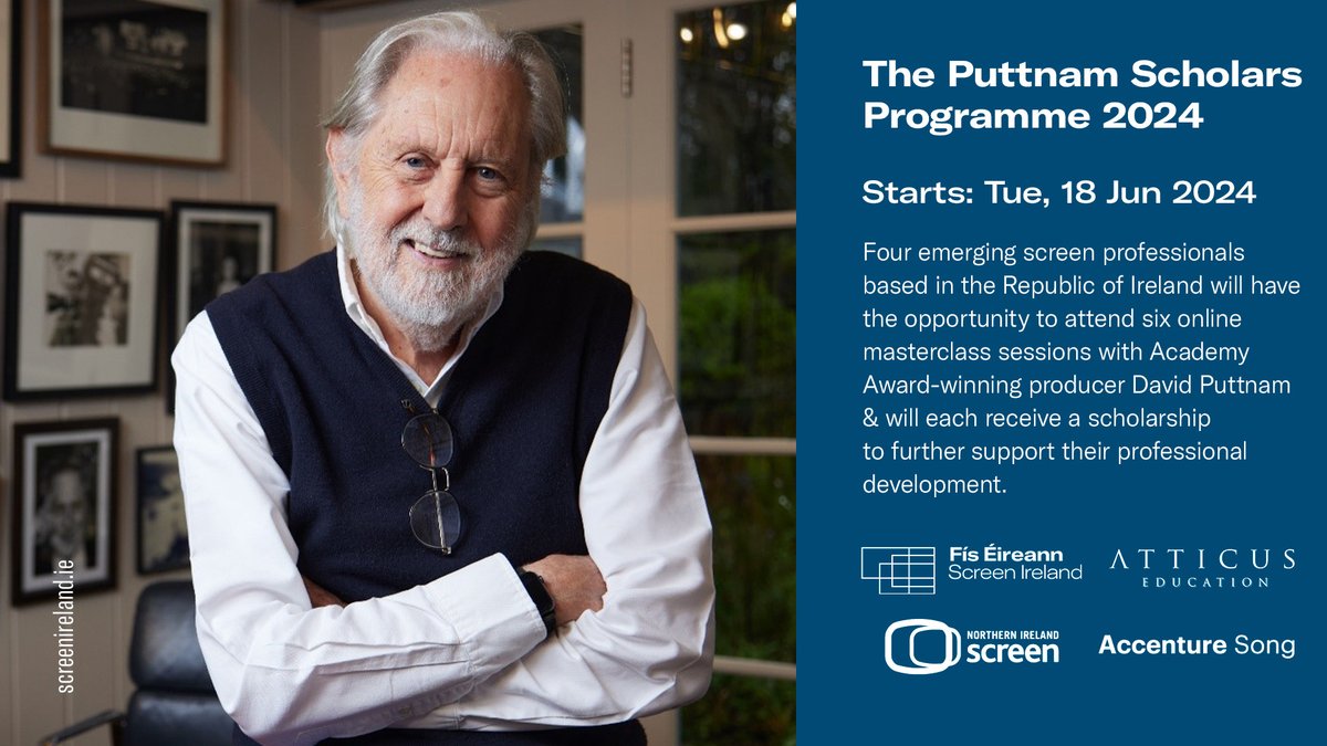 🎬 Screen Ireland, @NIScreen, Atticus Education & @AccentureSong are delighted to offer placements for four emerging screen professionals based in the Republic of Ireland to participate in the 2024 Puttnam Scholars Programme.

Learn more & apply ▶ bit.ly/3U6TCrL