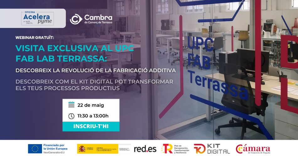 CIT_UPC's tweet photo. 📌 El 22 de maig, no et perdis la visita exclusiva que la @CambraTerrassa organitza a l'@UpcFabTerrassa (@eseiaat_upc).

Descobreix com la #fabricacióadditiva està transformant la producció industrial. 

+info i inscripcions ⤵️

🔗 https://t.co/h5W5vAW8xt https://t.co/zCFhjIZUV0