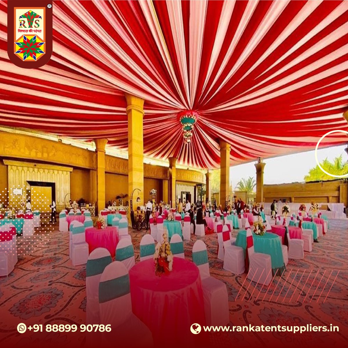 Where love meets elegance: Our red and white wedding mandap.
#weddingdecorations #mandapam #rankatentsuppliers