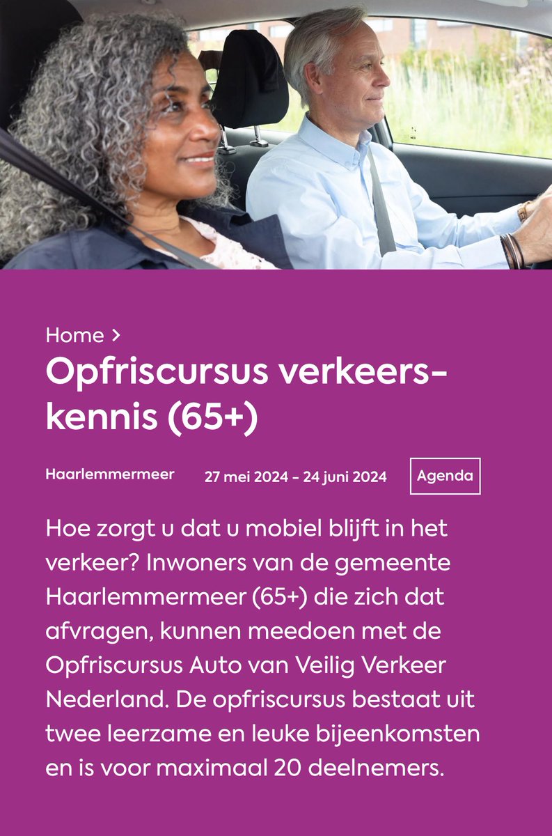 marjaruigrok's tweet photo. Al die nieuwe regels weer even opfrissen? Meld je aan voor deze cursus #verkeersveiligheid #65plus https://t.co/pCcAN5JzNS #doemee https://t.co/6upebyOWR4