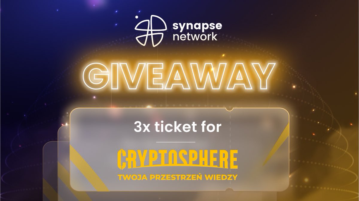 🎁 WIN TICKET FOR THE UPCOMING @CryptoSpherePL CONFERENCE 🎁 What to do? ✔️ Like & RT ✔️ Mark 2 frens ✔️ Follow @SynapseNetwork_ & @CryptoSpherePL 3 TICKETS TO GO 💥 Date & spot of the conference: 27.04, Wroclaw (PL) Deadline: 24.04, EOD