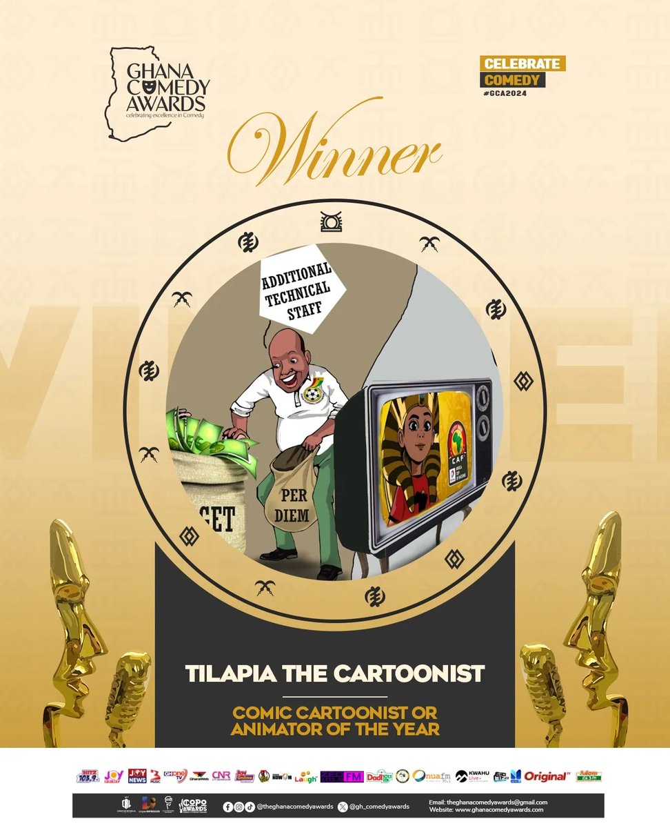 Tilapia Da Cartoonist is your Comic Cartoonist/ Animator of the year #GhanaComedyAwards #Tv3Ghana #3News