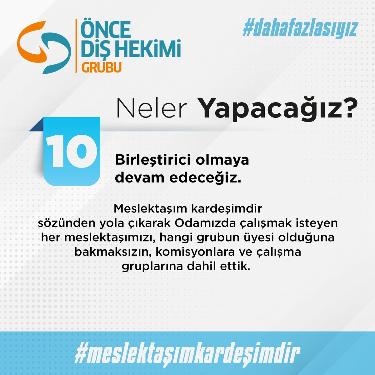 oncedishekimi's tweet photo. İki yılda yaptıklarımızı, siz değerli meslektaşlarımızla paylaşmıştık. Şimdi, önümüzdeki dönemde neler yapacağımızı açıklamaktan gurur duyuyoruz. 

#MeslektaşımKardeşimdir anlayışı ile #DahaFazlası olmaya devam edeceğiz.

#ÖnceDişHekimi  #DahaFazlasıyız #MeslektaşımKardeşimdir https://t.co/pr3PA0h746