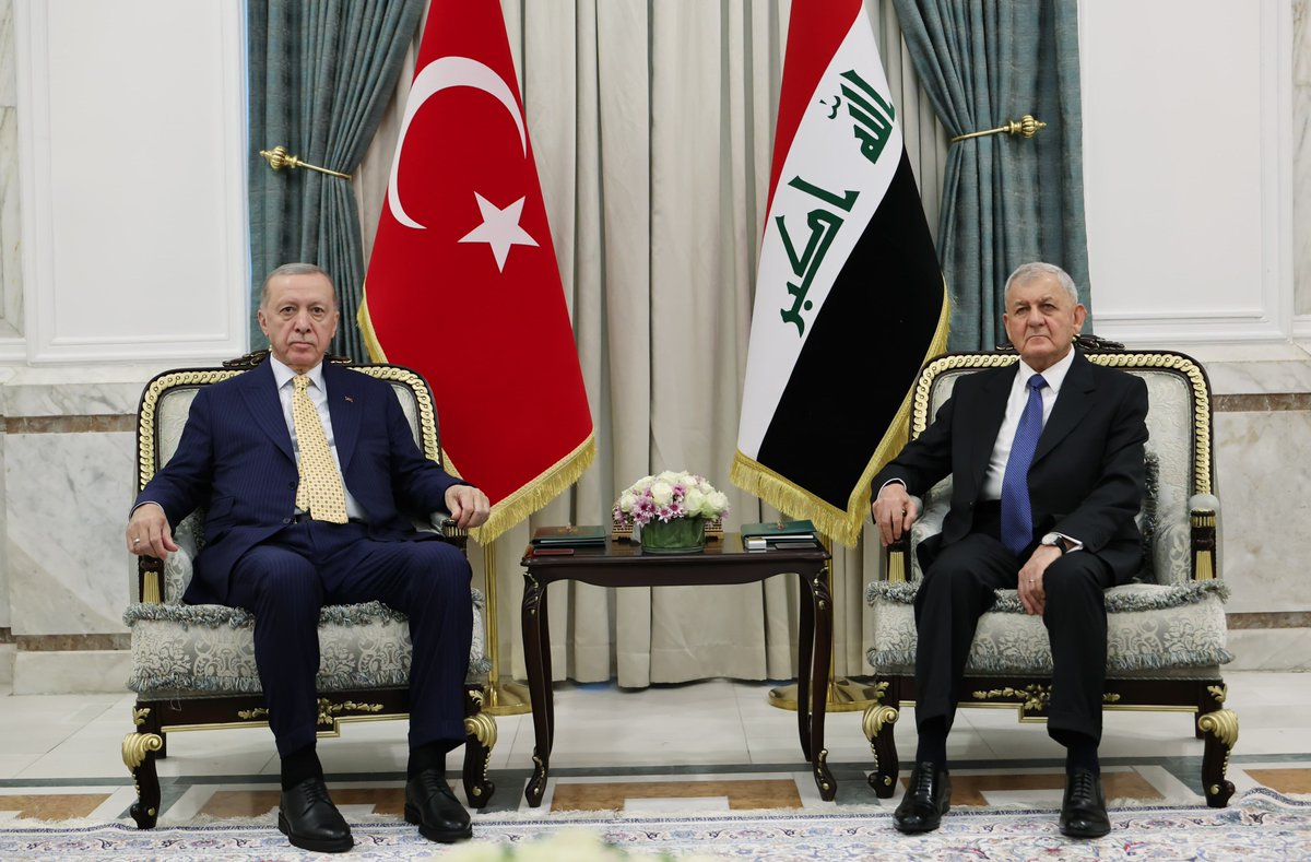 President Recep Tayyip Erdoğan met with President Abdul Latif Rashid of Iraq in Baghdad. The meeting addressed bilateral relations between Türkiye and Iraq, Israel's attacks on Gaza, regional and global issues, and the fight against terror. Expressing Türkiye's expectations