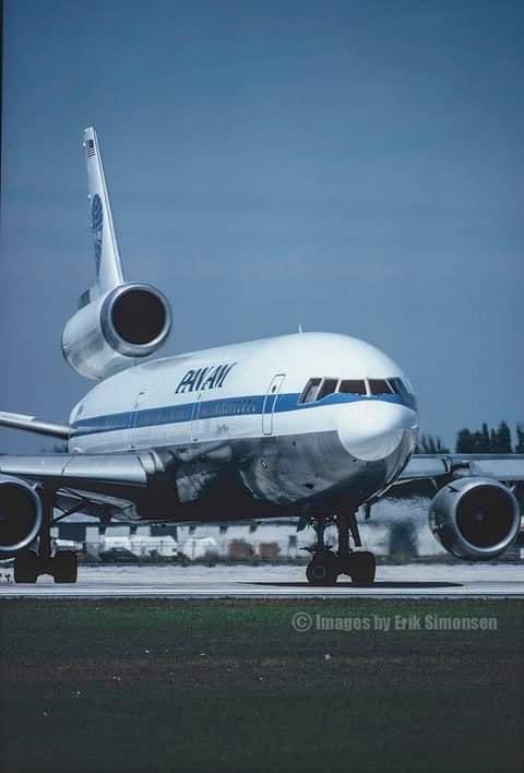 Pan American World Airways Douglas DC-10-10 N66NA Line #62 “Clipper Sirius” MIA/KMIA Miami International Airport March 1981 Photo credit Erik Simonsen #AvGeek #Douglas #DC10 #PanAm #MIA @panamhistory @FlyPanAm @iflymia #AvGeeks