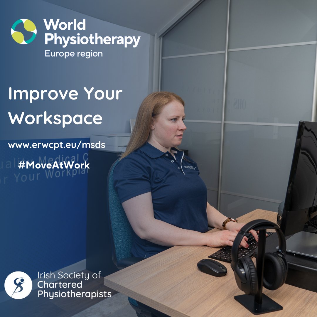 Discover the benefits of ergonomics! Your workspace is crucial: sit comfortably and with good support to avoid discomfort and injuries. Find tips for a healthier workplace at erwcpt.eu/msds #MoveAtWork #ChooseChartered #AskThePhysio