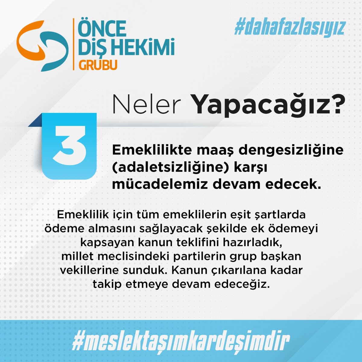 oncedishekimi's tweet photo. İki yılda yaptıklarımızı, siz değerli meslektaşlarımızla paylaşmıştık. Şimdi, önümüzdeki dönemde neler yapacağımızı açıklamaktan gurur duyuyoruz. 

#MeslektaşımKardeşimdir anlayışı ile #DahaFazlası olmaya devam edeceğiz.

#ÖnceDişHekimi  #DahaFazlasıyız #MeslektaşımKardeşimdir https://t.co/HTcQwfRxcz