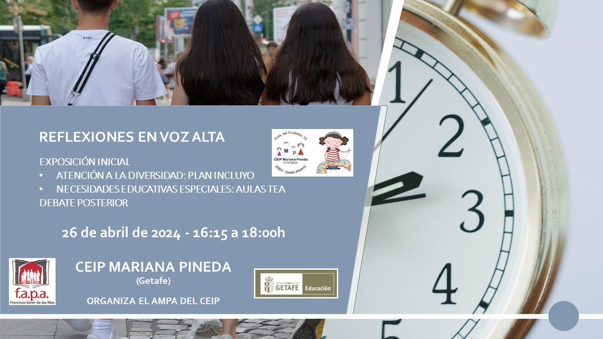Buenos días!

Este viernes 26 de Abril celebraremos un nuevo #CafédelPineda para tratar los cambios en las normativas relacionas con las Aulas TEA y la atención a la Diversidad.

Os esperamos!