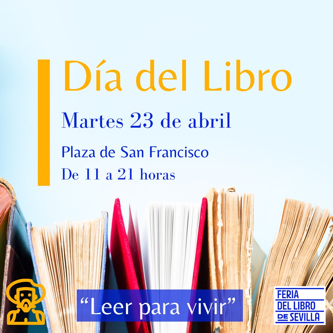 🗓️📚 ¿Te vienes mañana a celebrar el #DíadelLibro? 🖋️ Librerías de nuevo y antiguo y editoriales de Sevilla se unirán en una muestra con la firma de numerosos autores. 📖 Lectura colectiva del Quijote. 🫰🏼 10% de descuento. 📍 Plaza de San Francisco 🕛 11:00 a 21:00