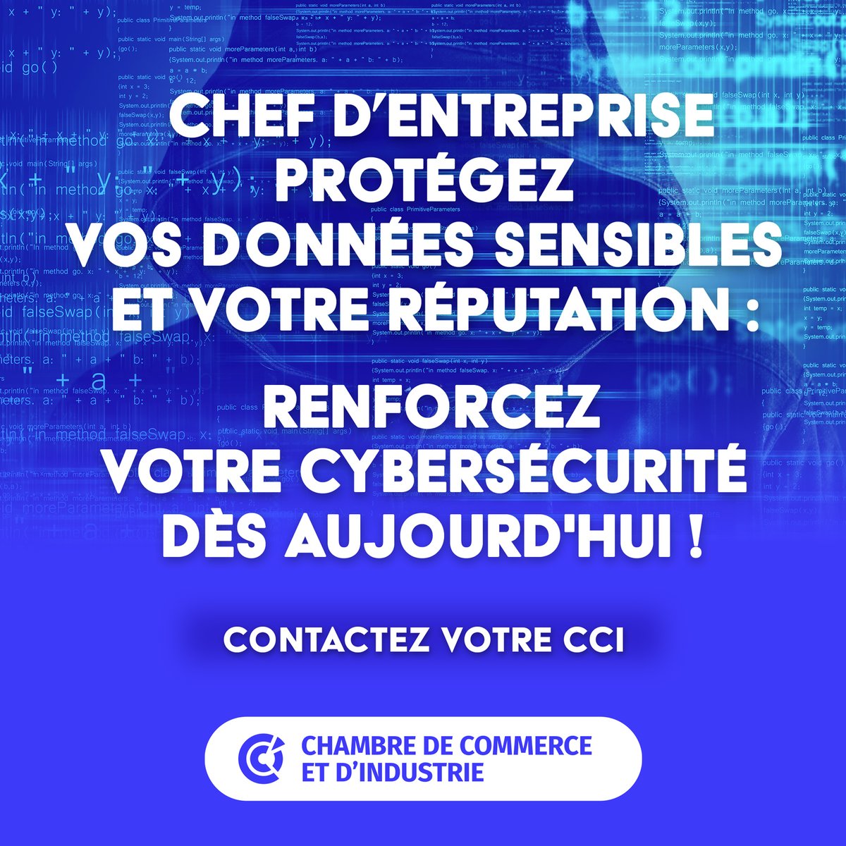🔵 Votre #entreprise est-elle prête pour faire face à une #cyberattaque ? Contactez votre #CCI pour en savoir + 👉 cci.fr/actualites/cyb… #CYBER #cybersecurite @cybervictimes @Economie_Gouv