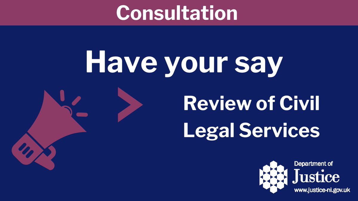 A review of civil legal services NI has been launched by @Justice_NI Minister Naomi Long. We are seeking views from people who have needed to get legal advice or help in court. Read More: justice-ni.gov.uk/news/civil-leg…