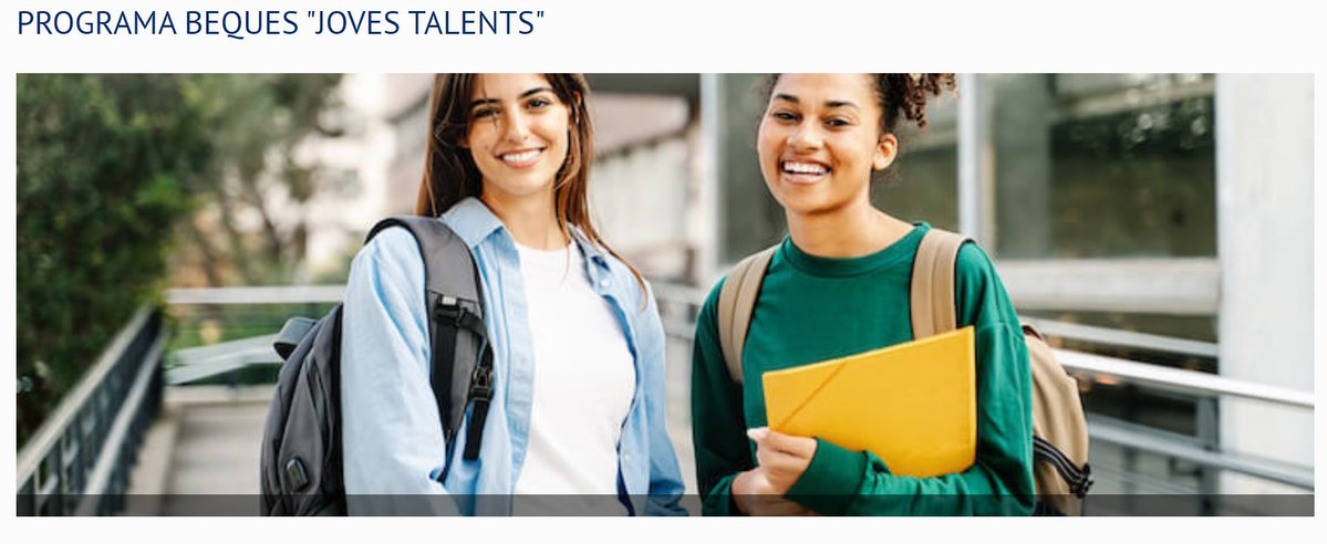 joventutdiba's tweet image. 📢#Beques #JovesTalents @AGBARclients per a la igualtat d'oportunitats en la formació universitària de les persones #joves
📌Acompanyament individual, pedagògic, psicosocial i grupal per potenciar el desenvolupament motivacional i competencial.
📆Fins 3/6
agbarclients.cat/ca/programa-be…