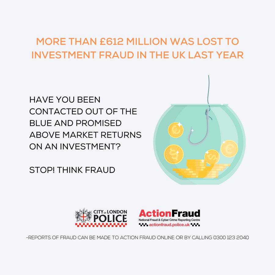 According to @actionfrauduk reports, people aged 55 or over are more likely to be targeted by #InvestmentFraud. ⚠️The latest figures revealed a soaring increase in investment fraud last year with over £612m in reported losses. 👉Visit fca.org.uk/scamsmartfor more advice.