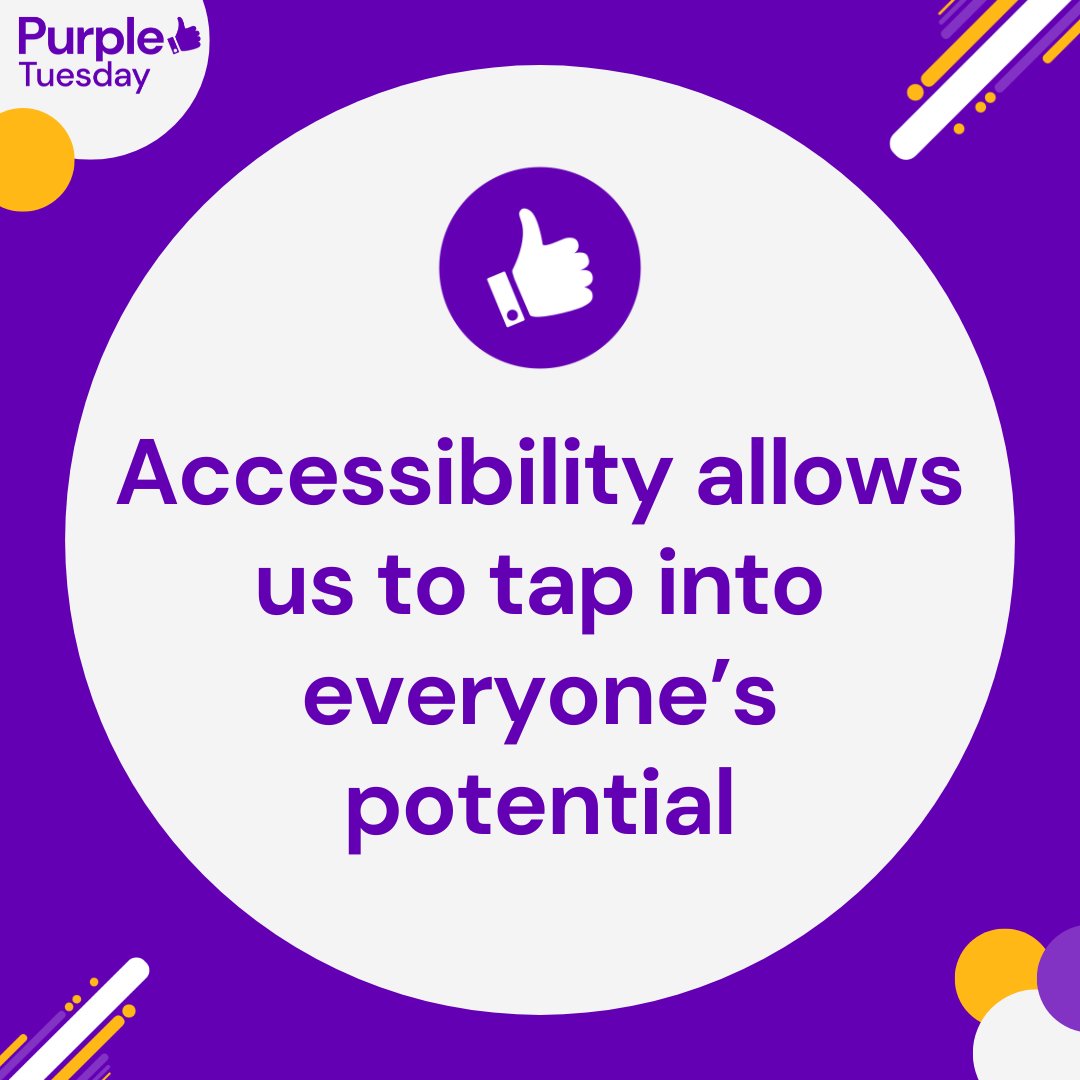 We just want to be able to tap into everyone's potential here at #PurpleTuesday , and that is why we work to improve experiences for disabled people 365 days a year. Visit PurpleTuesday.Co to see what @PurpleTuesNov can do to help your business be more #Accessible.