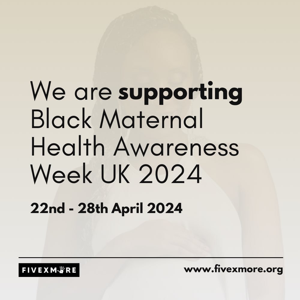 Improving Me (@improvingme1) on Twitter photo It's Black Maternal Health Awareness Week UK 2024.
Each day has a different theme all under the overarching goal of 'Advancing Black Maternal Health'.
This is <a href="/fivexmore/">Fivexmore_</a>'s 5th awareness week. We will share info from key organisations, please follow the hashtag #BMHAW2024. It's Black Maternal Health Awareness Week UK 2024.
Each day has a different theme all under the overarching goal of 'Advancing Black Maternal Health'.
This is <a href="/fivexmore/">Fivexmore_</a>'s 5th awareness week. We will share info from key organisations, please follow the hashtag #BMHAW2024.