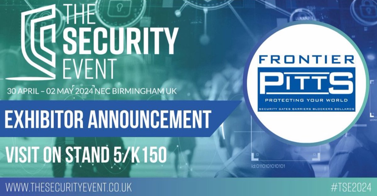 ***NEXT WEEK!***

Frontier Pitts Ltd join The Security Event (TSE) 2024 🏆 @SecurityEventUK 

📍 Stand 5/K150

📆 30th April- 2nd May

🏢 @thenec The NEC, Birmingham, home to the UK #securityindustry 

Register now! lnkd.in/e4RXa_B2

#tse2024