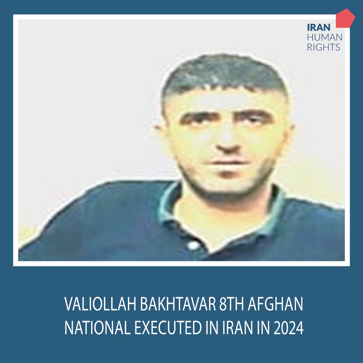 #Iran: Valiollah Bakhtavar, a 33-year-old Afghan man from Bagram in Afghanistan, was executed for murder charges in in Tabriz Central Prison on 17th April. Per IHRNGO sources, 'He worked at a fruit stall and had got into an altercation with his boss because they didn’t pay him,