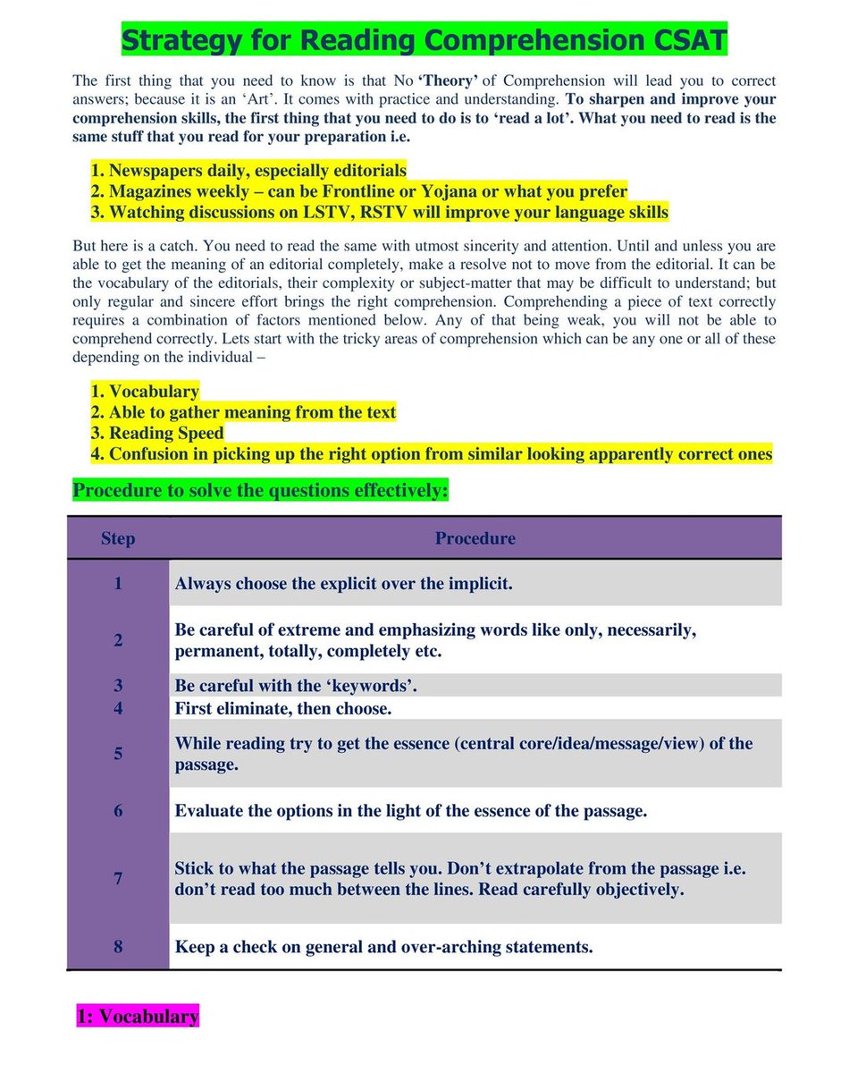 Strategy For Reading Comprehension (CSAT Paper) 👇

(A Thread 🧵)