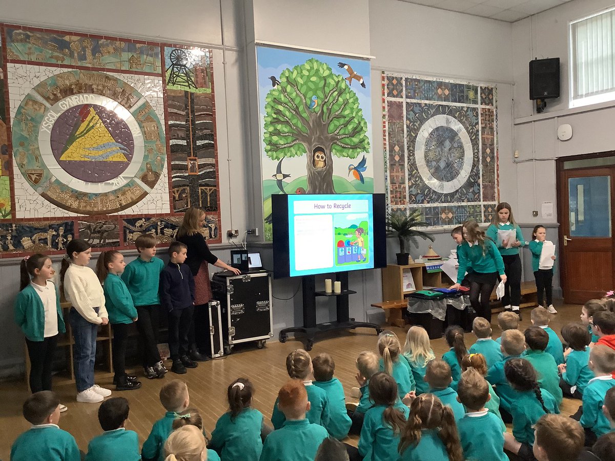 On #EarthDay2024, Eco Council delivered an assembly all about the importance of recycling for helping our planet ♻️ 🌏 @EcoSchoolsWales @CaerphillyCBC