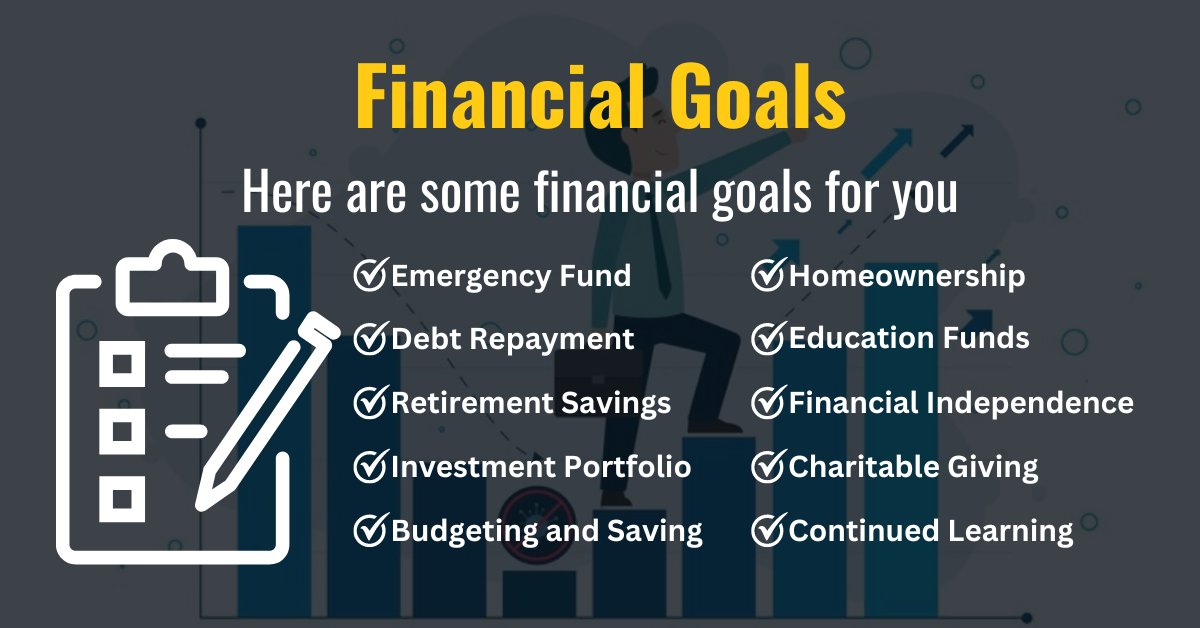 Here are some financial goals for you

#Ziad #Ziadabdelnour #Finance #Wealth #FinancialTips #FinancialTip #EmergencyFundEssentials #DebtFreeJourney #RetirementGoalsAhead #InvestmentDiversification #SmartBudgeting #HomeownershipDreams #EducationSavingsPath