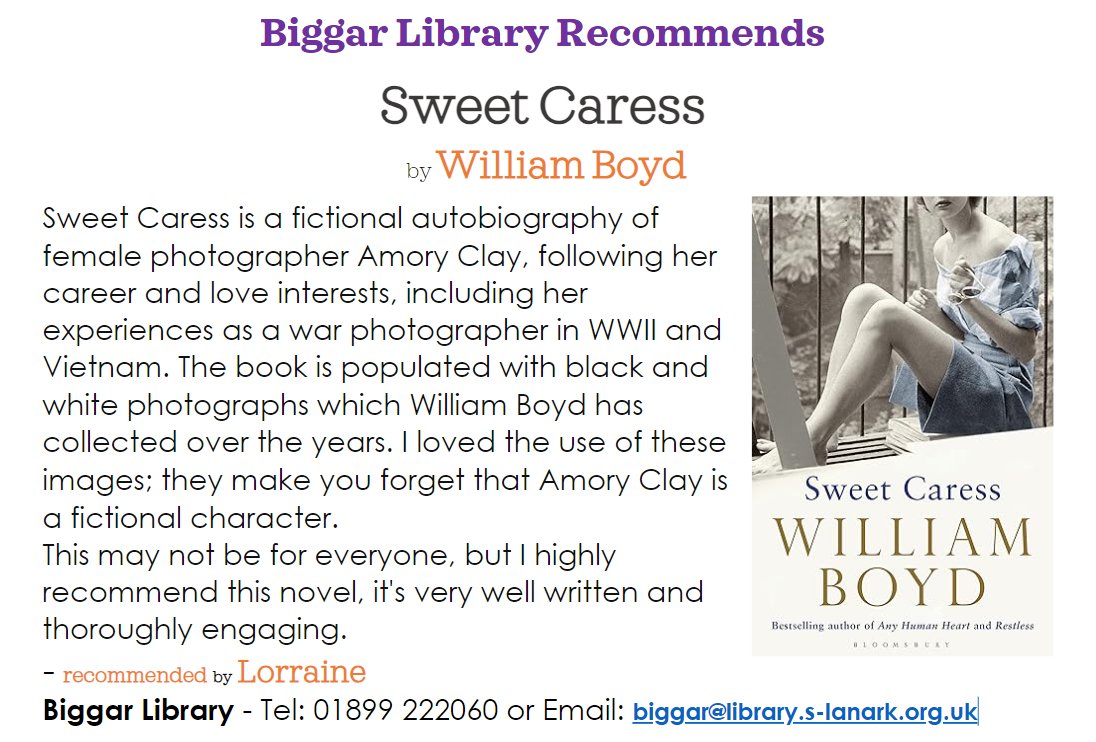Today's Biggar Library recommendation is from Lorraine 🙂📖 Find it in our catalogue sllclibrary.co.uk and @BorrowBox