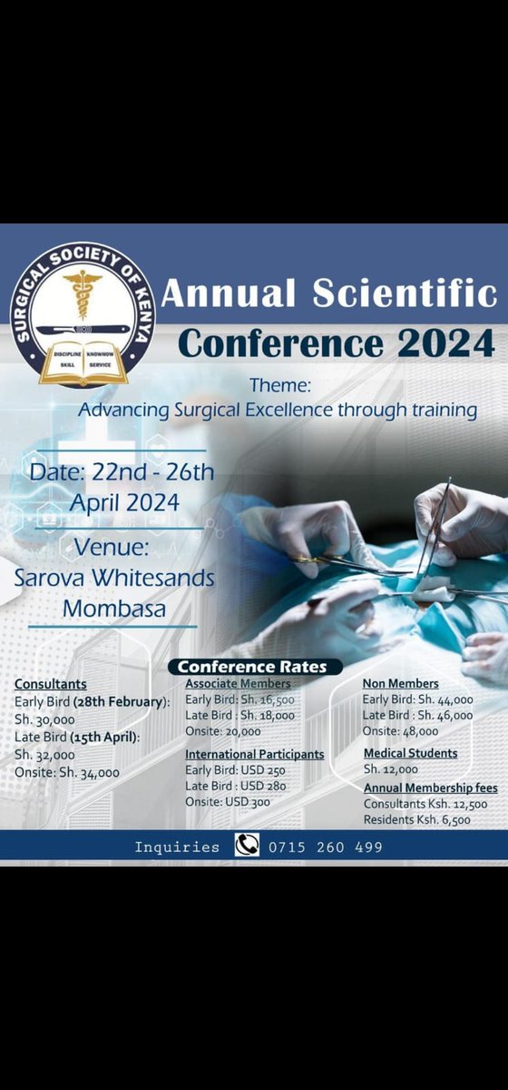 "It is my utmost pleasure to extend a warm welcome to each of you as we gather for the 25th Annual General Meeting and tge 24th Annual Scientific Conference of our esteemed society under the theme "Advancing Surgical Excellence Through Training."
Message from Dr.Juliet Ituku.