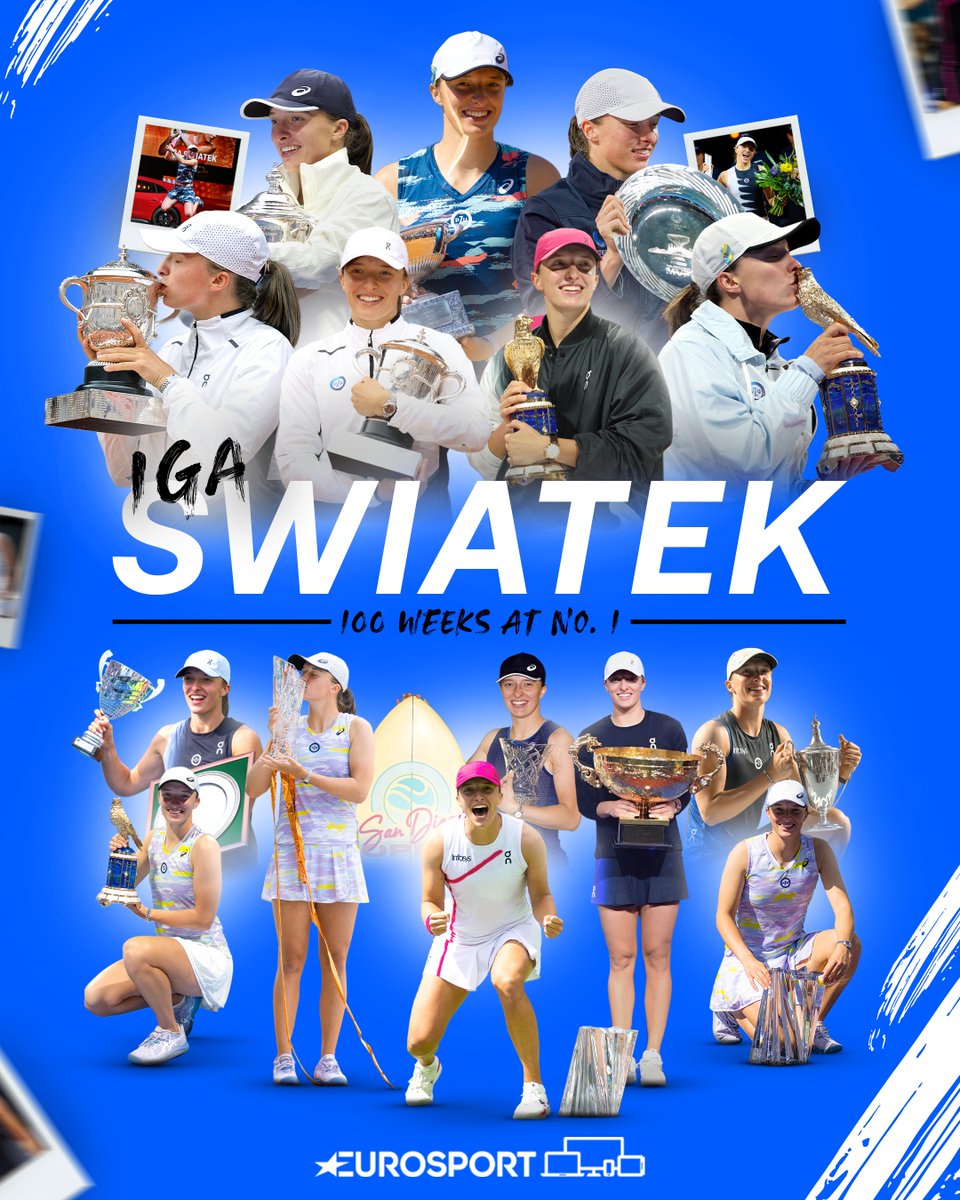 Iga Swiatek begins her 𝟏𝟎𝟎𝐭𝐡 week as world No. 1! 💯