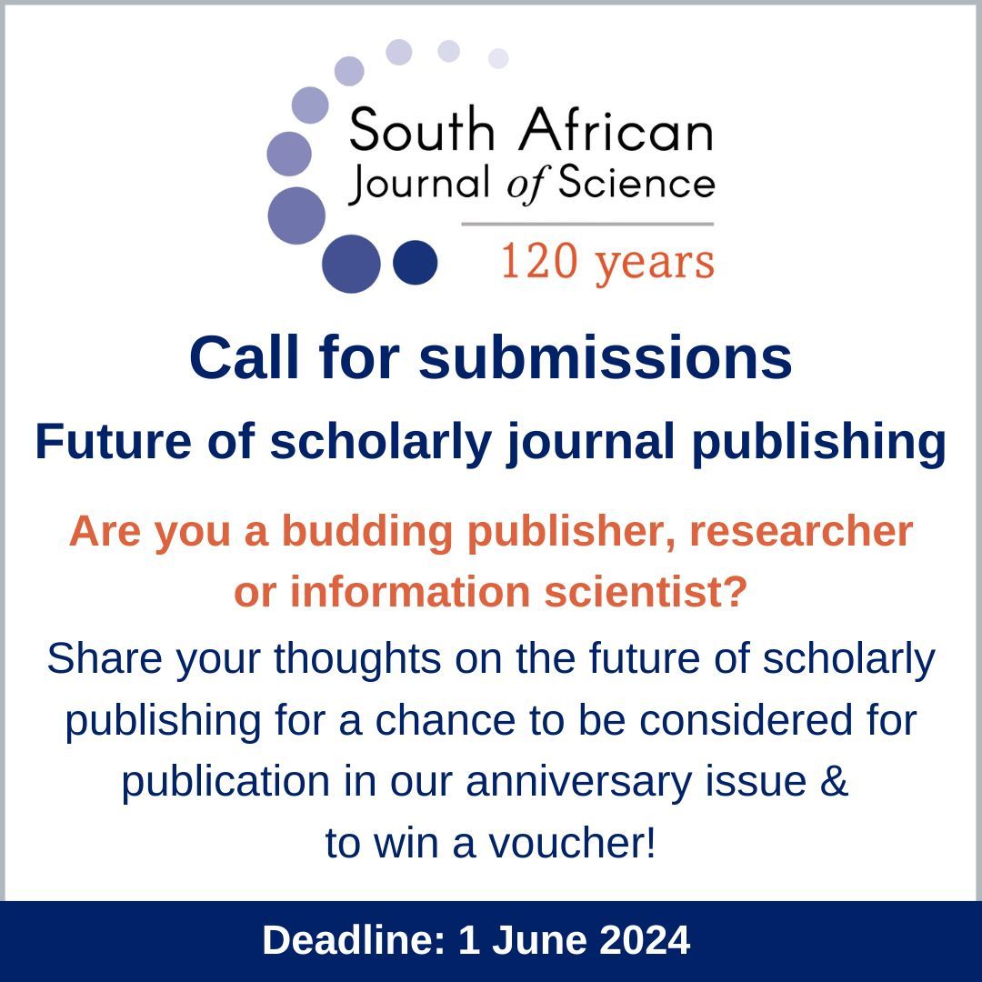 REMINDER📢 Are you a budding publisher, researcher or information scientist? Share your thoughts on the future of scholarly publishing for a chance to be considered for publication in our anniversary issue and to win a voucher! Deadline: 1 June 2024. buff.ly/3xQ3Q8I
