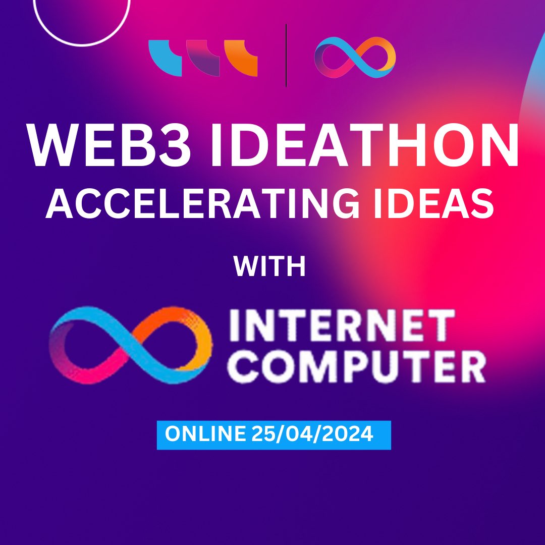 THE #ICP IDEATHON IS HERE! ♾️

Got a cool idea for a Web3 use case?

→ Refine your idea
→ Build a strategy
→ Create your pitchdeck

And win some cool prizes!

Eligibility: Aspiring devs & entrepreneurs in Portugal, Spain , or France. 

RSVP: lu.ma/icp-ideathon