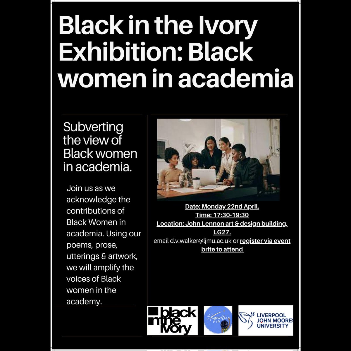 The project aim is to amplify the voices and contributions of Black women students, scholars & staff in the academy. We've worked on this project for months, and we're so excited to see the amazing Black women and their experiences centred and celebrated tonight! 💃🏾🙌🏿
