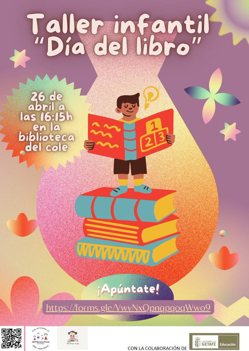También hemos organizado un Taller infantil por el día del libro en el que los más pequeños realizarán un taller de lectura, marcapáginas y más actividades

Apúntate aquí :
docs.google.com/forms/d/e/1FAI…