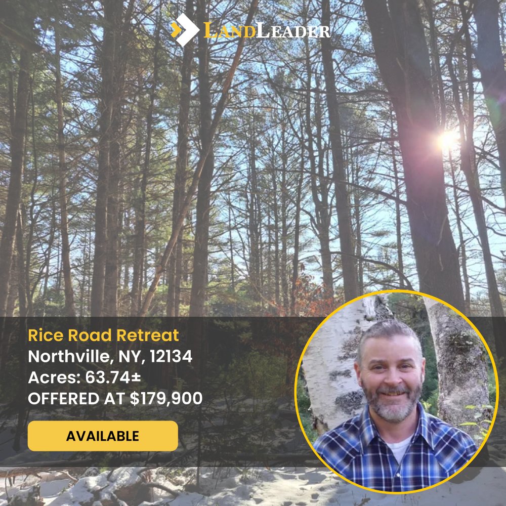 Available | Rice Road Retreat | $179,900 | 63.74± Acres | Hamilton County
Presented by John Odonnell
Timberland Realty

Call us at: (518) 538-3373

Property Details: landleader.com/property/rice-…

#LandLeader #GreatSacandagaLake #RealEstateInvestment #LakeLife #OutdoorRecreation