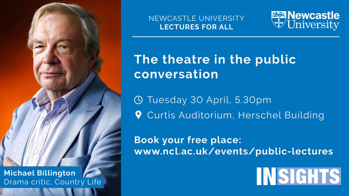 Tickets now available for this event with @billicritic as part of @InsightsNCL Public Lectures, in conversation with Prof Jo Robinson from @NCL_English. It's free, but booking required >> bit.ly/3QbT3Me