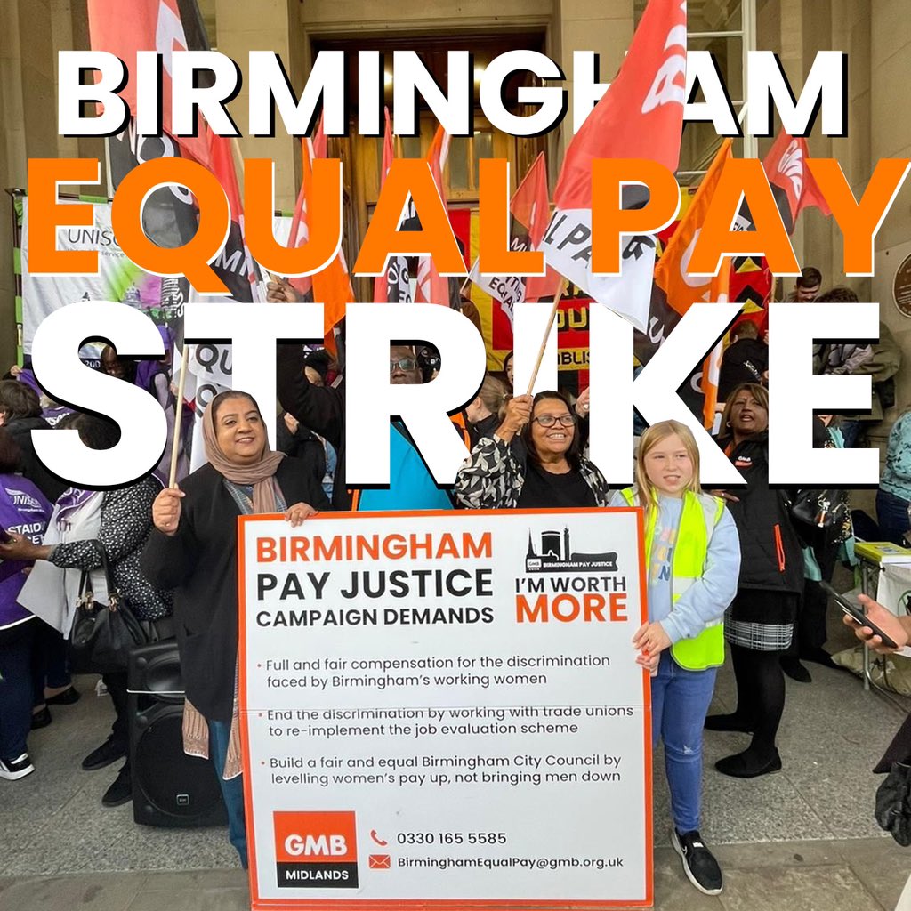 NEW: the result is in. GMB members at Birmingham City Council will take strike action to end the equal pay crisis. An overwhelming 96% voted to back strike action.
