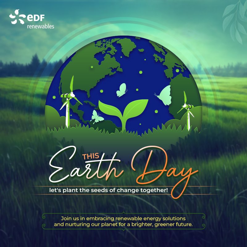'Let's celebrate Earth Day by honoring our incredible planet and committing to actions that protect and preserve it for generations to come. 🌍💚

#EarthDay #ProtectOurPlanet' #EDFRenewablesIndia #sustainability #switchtorenewables #safetyfirst #windenergy