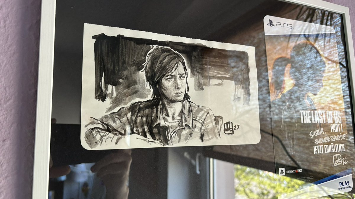 g8mes4life's tweet photo. I’m incredibly proud to own one of the original artworks shown in #thefirstofus by @KOPF_STOFF. I LOVE the section in the book where you showcase your art at the homes of all the fans around the world. ❤️ https://t.co/uJKI1XWu7o