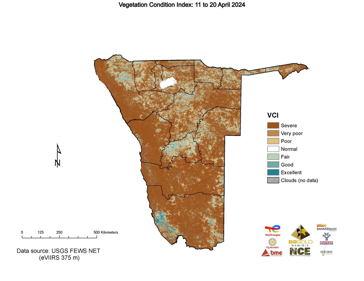 The effect of the late rains is finally showing in the vegetation condition maps. Remember that these maps show the condition at this time compared to the same time of year for the last 10 years. 1/