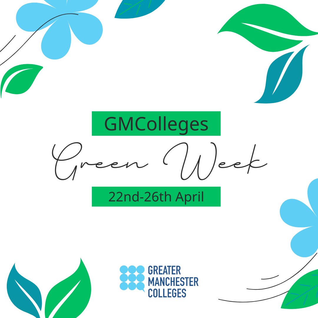 This week we are celebrating #GMCollegesGreenWeek!

We will be highlighting the initiatives that our 9 #FE #Colleges are implementing across the region to help become eco-friendly and create awareness of the green agenda

#GMCollegesGreenWeek #GMColleges #GreenWeek