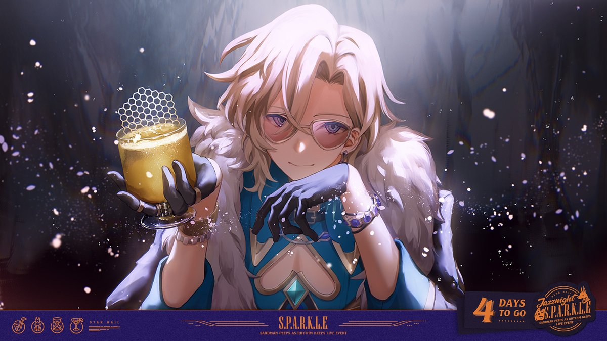 4 days before S.P.A.R.K.L.E A Star Rail Jazznight.

Among the glittering gold, danger softly descends.
May your schemes be forever concealed, Kakavasha.
A big thanks to the creator @c_h_a_m_p_i_8

#SPARKLEJazznight #HonkaiStarRail #Aventurine
