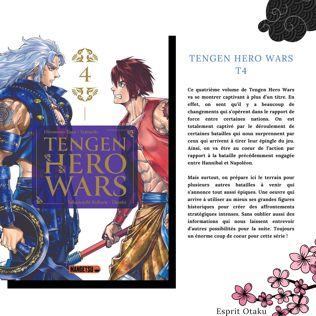 ~Review Tengen Hero Wars T4~📚 Encore un tome coup de coeur pour cette série qui arrive à proposer des affrontements captivants et stratégiques autour de ces grandes figures historiques ! Editeur : @MangetsuFR