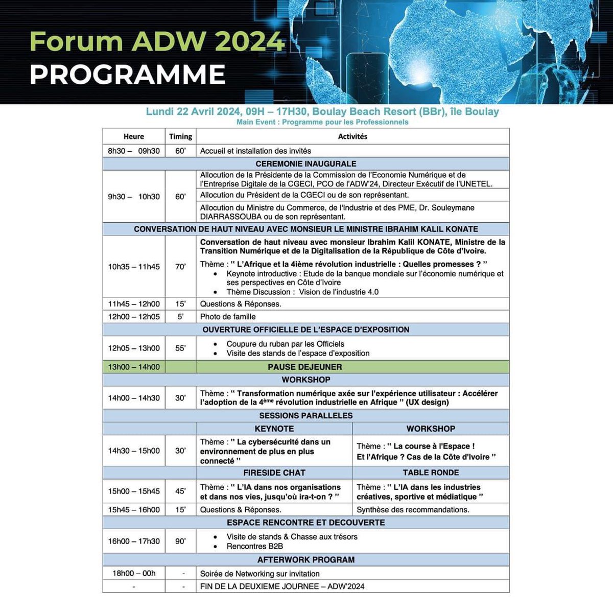 #adw24 Bienvenue au forum de l'ADW24. Le programme du jour disponible ici #africandigitalweek #InnovationDigitale #AfriqueNumérique