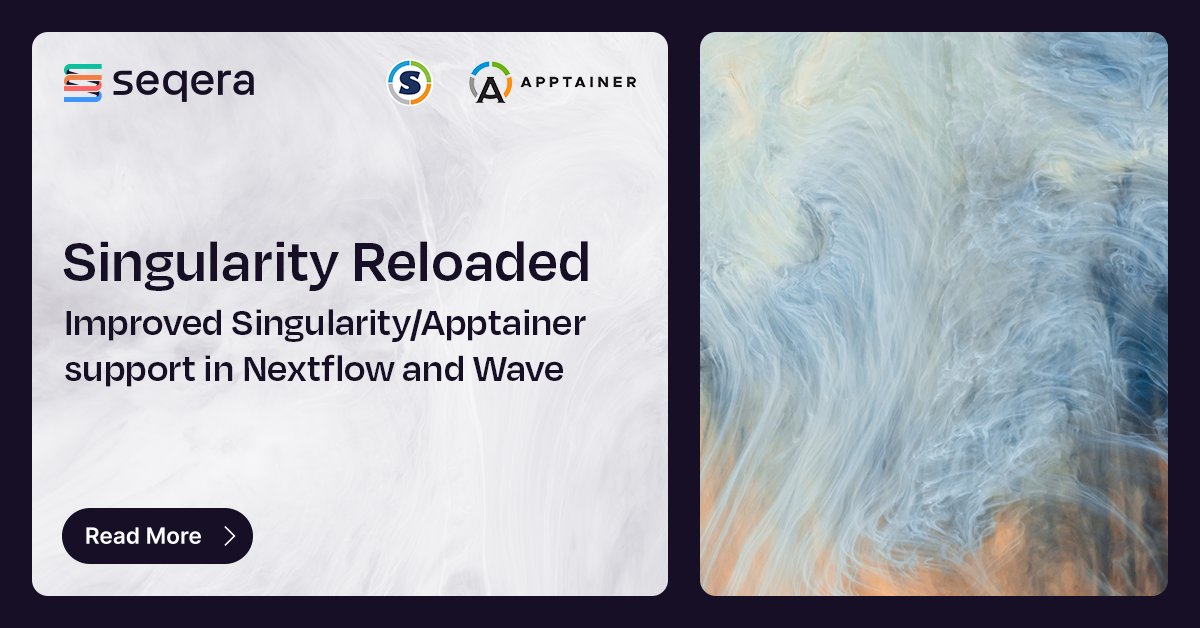 SeqeraLabs's tweet photo. @nextflowio enhances pipeline portability &amp; reproducibility with robust support for container tech &amp; Singularity users🔬

Learn how recent enhancements to Nextflow and Wave are making it easier to run OCI containers in Singularity/Apptainer environments🚀
https://t.co/VcSsGySgmO https://t.co/86032fpN0W