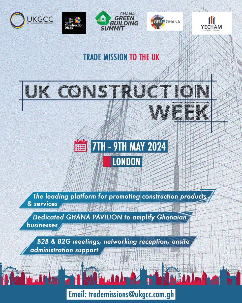 Join us for the UK Construction Week 2024 and amplify your construction business at the Ghana Pavilion. 

Discover more benefits here: ukgcc.com.gh/wp-content/upl… 

@UK_CW