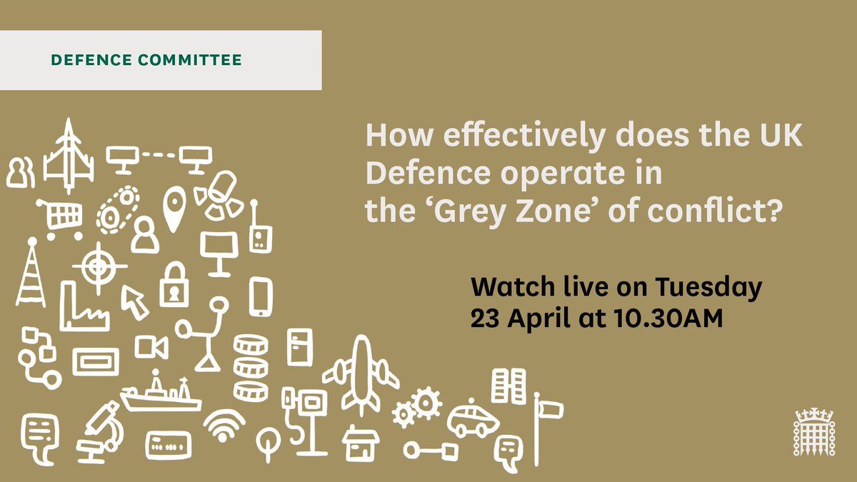 Tomorrow we will hold the first evidence session in our inquiry into Defence in the Grey Zone. We will hear from expert witnesses including Elisabeth Braw and Professor Andrew Mumford. Find out more: committees.parliament.uk/committee/98/i…
