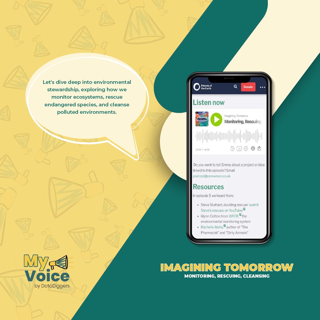 MyVoicebyDD's tweet image. Monitoring, Rescuing, Cleansing !

Let's explore how we can monitor ecosystems, rescue endangered species, and cleanse polluted environments.

Listen the full episode: tinyurl.com/v6dhu2kk 

#Podcast #EnvironmentalAction #FriendsOfTheEarth #EcoPodcast #GreenPlanet #MyVoice