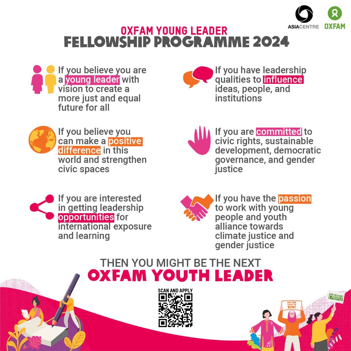 #OxfaminAsia and #AsiaCentre are looking for young people from Asia who have a blueprint for creating an equal future for all and becoming civic leaders of tomorrow! Application is open from 22 April to 19 May 2024. Submit your application: lnkd.in/gVbWXMhd