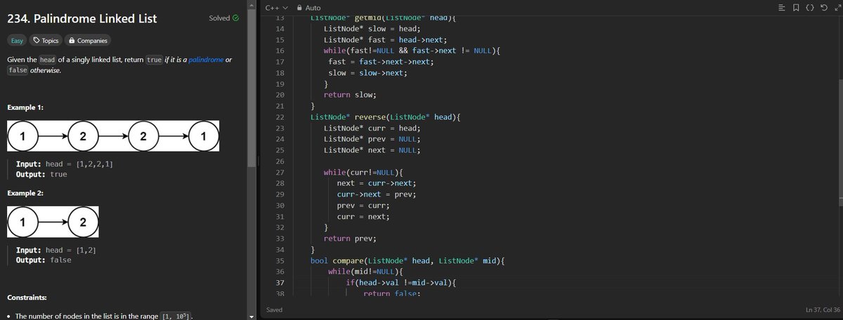 with_code01001's tweet image. Following DSA Playlist by Love Babbar
Lecture 50(Linked List Part 7) done
Questions -
1. Palindrome Linked List
#codingstreak #25