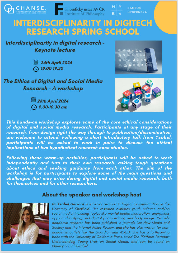 We are starting on Wed, April 24th at 1PM - join us for engaging activities on interdisciplinarity & digital tech led by @eu_timed leader @ruthogden_tp. 📢Don't miss the School's keynote lecture by @ysabelgerrard at 6PM, also streamed online! #SpringSchool #Interdisciplinarity